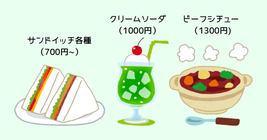 喫茶店CARIBのメニュー