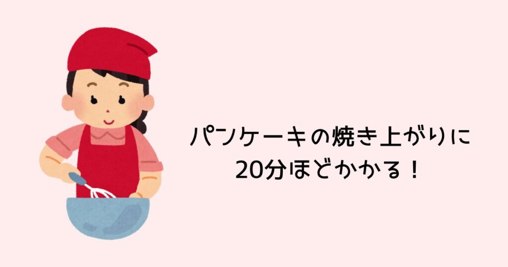 パンケーキの焼き上がりに20分ほどかかる
