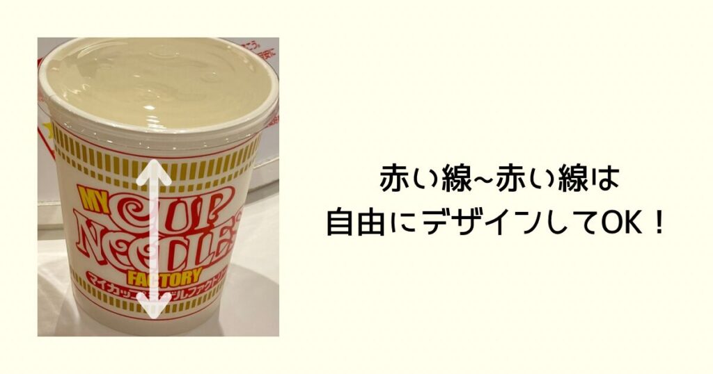 カップの赤い線〜赤い線までは自由にデザインしてOK